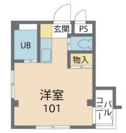 パルコモンクロダ(ワンルーム/1階)の間取り写真