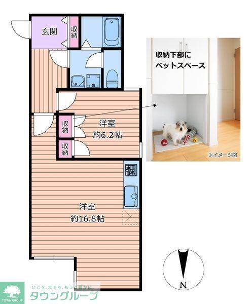 BRILLANTE PAWS 舎人(1LDK/1階)の間取り写真