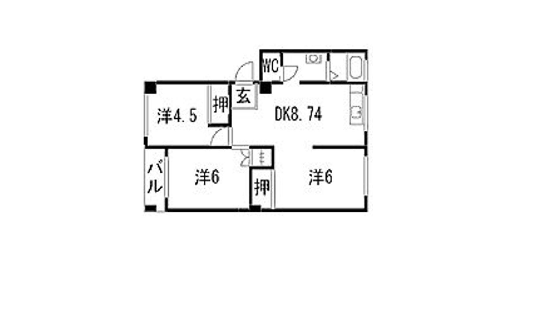 第二三共ビル(3DK/2階)の間取り写真