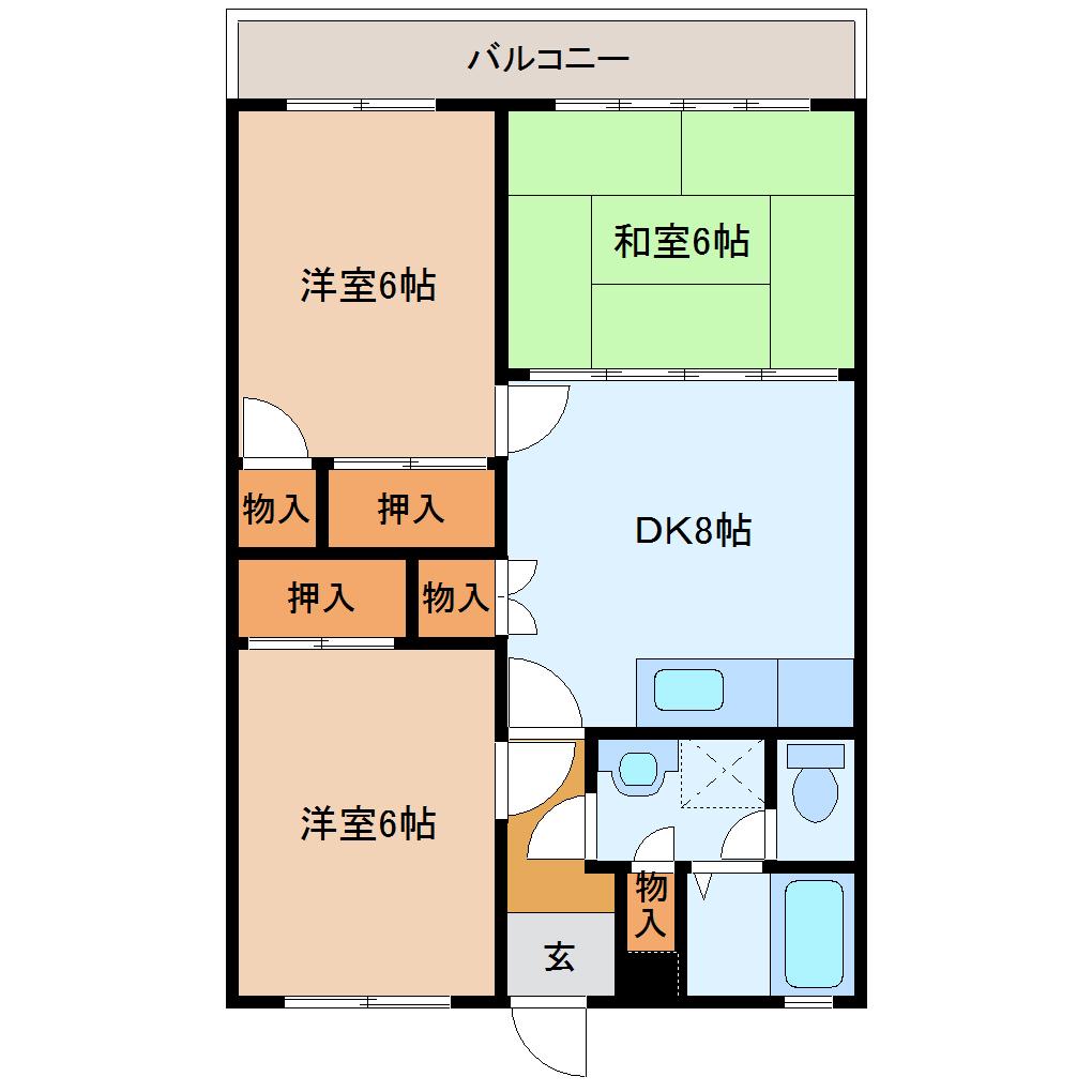 プラザ3(3DK/2階)の間取り写真