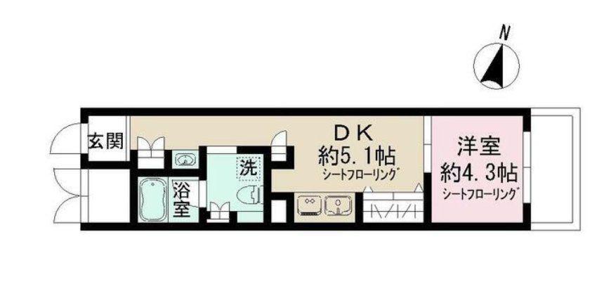 アドミラル碑文谷(1DK/1階)の間取り写真