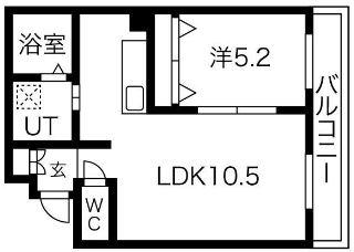 エルミタージュ難波南II(1LDK/8階)の間取り写真