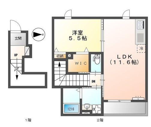 グランディオ(1LDK/2階)の間取り写真