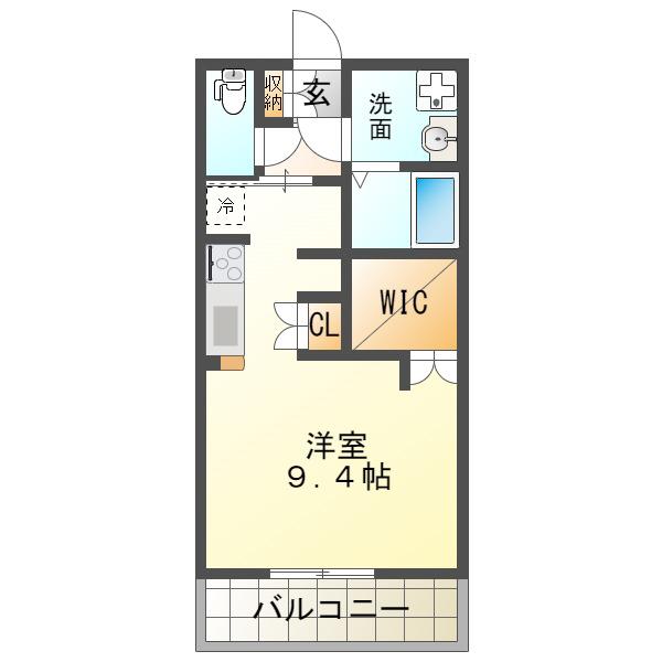 ラグナ南が丘(1K/3階)の間取り写真