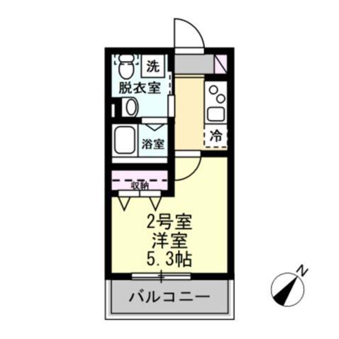 ベイルーム本町通II(1K/2階)の間取り写真