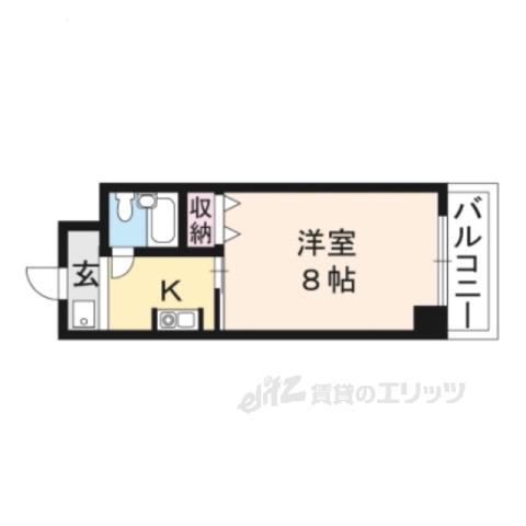 クローバーハイツⅡ(1K/3階)の間取り写真
