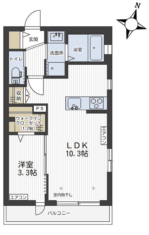 グランドゥールソレイユ浦和(1LDK/2階)の間取り写真