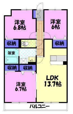 グランフォレストG(3LDK/1階)の間取り写真