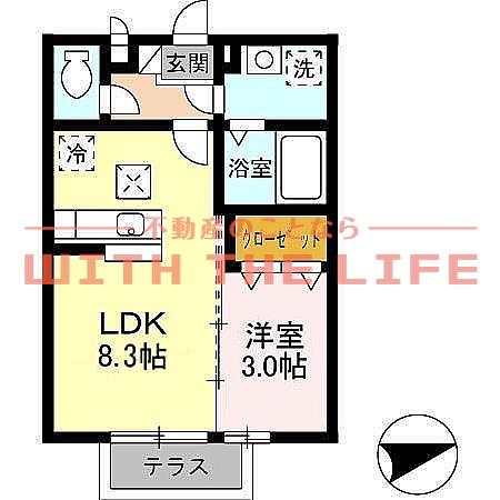 メゾンドルーラル(1LDK/1階)の間取り写真