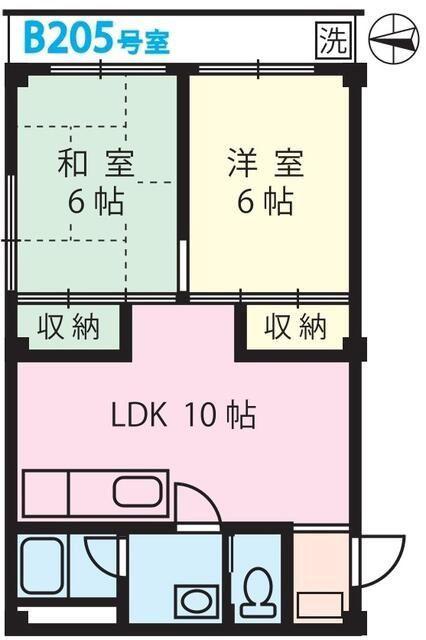 ニューエターナル(2LDK/2階)の間取り写真
