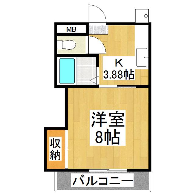 ミルキーウェイA(1K/1階)の間取り写真