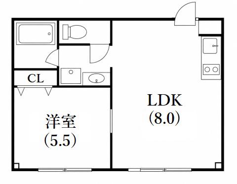 サンビレッジ板宿(1LDK/3階)の間取り写真