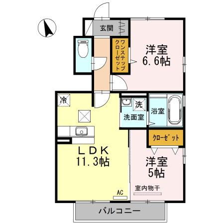 ロン・ラポール(2LDK/1階)の間取り写真