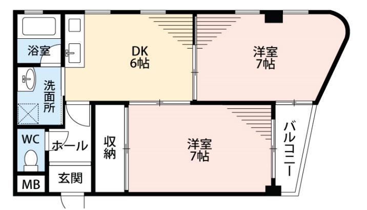 エクセイト武庫之荘(2DK/2階)の間取り写真