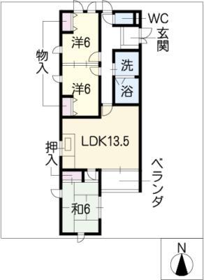 コンフォートヤマト(3LDK/4階)の間取り写真