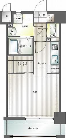 エンクレスト博多III(ワンルーム/12階)の間取り写真