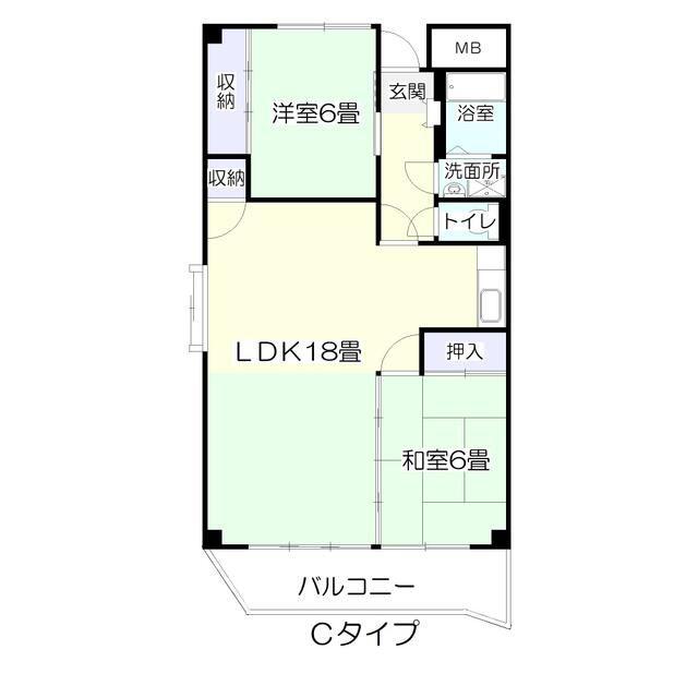 ハイデンス宮城野(2LDK/3階)の間取り写真