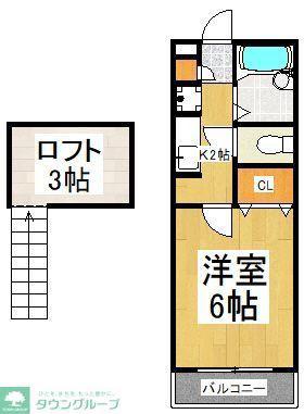 グローリーハイツII(1K/1階)の間取り写真