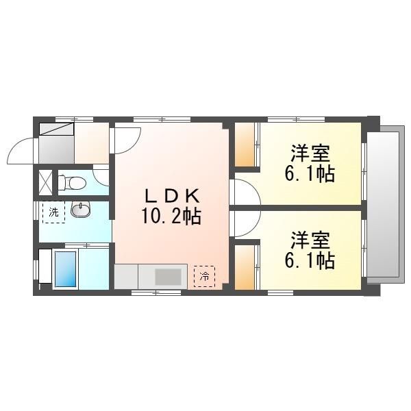 パティオハウス(2LDK/3階)の間取り写真