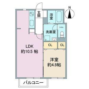 ベルコリーヌ(1LDK/2階)の間取り写真