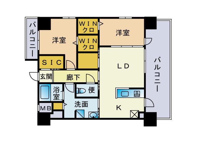 ティーエム薬院(2LDK/5階)の間取り写真