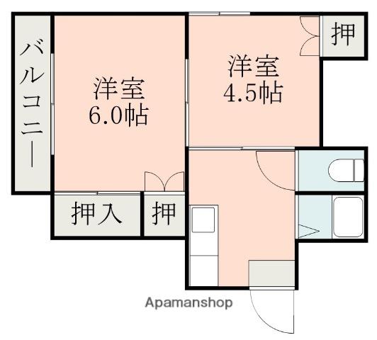 中島マンション(2K/3階)の間取り写真