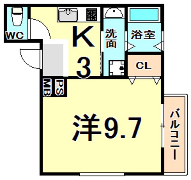 フジパレス西本町3番館(1K/2階)の間取り写真