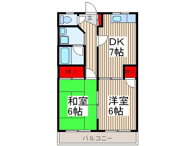 第一ドリームハイツ(2DK/2階)の間取り写真