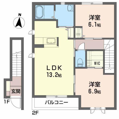 カーサ・ラ・セレーノ II(2LDK/2階)の間取り写真
