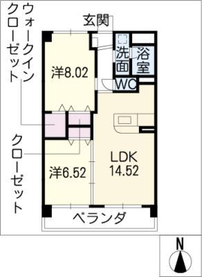 プレアデス(2LDK/2階)の間取り写真