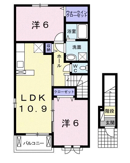 タートルクレイン(2LDK/2階)の間取り写真