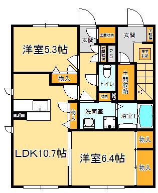 シャーメゾン太子堂(2LDK/1階)の間取り写真