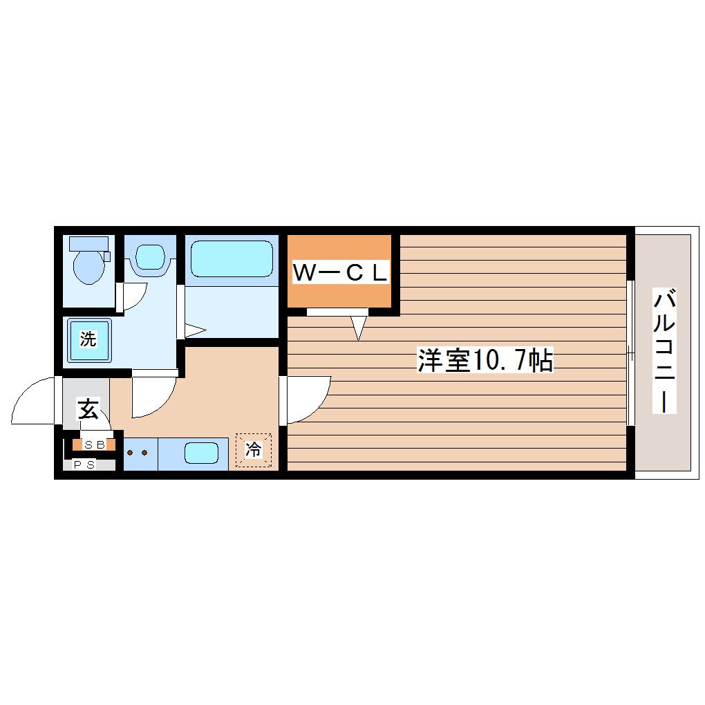 エヌエー連坊(1K/3階)の間取り写真