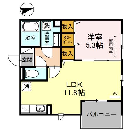 リレント武庫之荘(1LDK/3階)の間取り写真