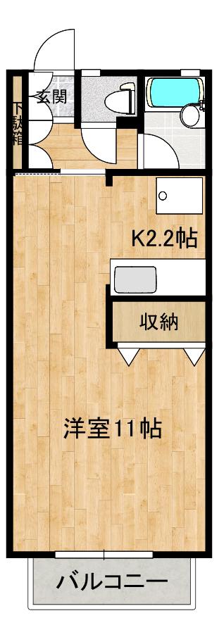 ファーストエイト桜ヶ丘(1K/2階)の間取り写真