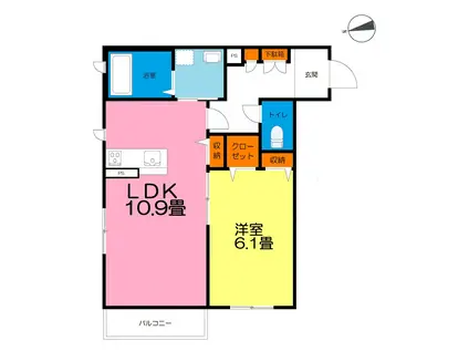 プレミアス(1LDK/3階)の間取り写真