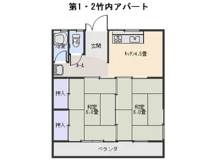 第2竹内アパート(2K/2階)の間取り写真