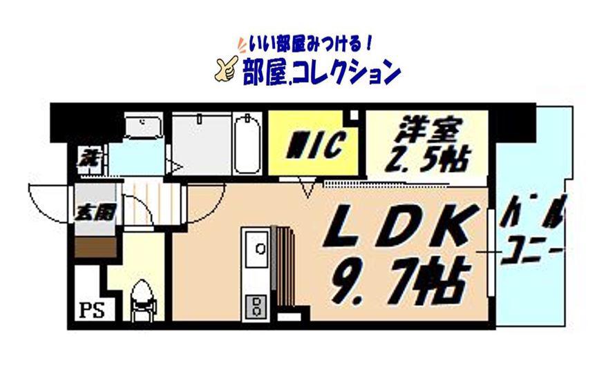 グランヒルズ三萩野(1LDK/2階)の間取り写真