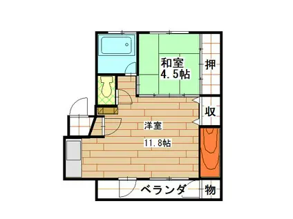 ツカハラアパート(1LDK/1階)の間取り写真