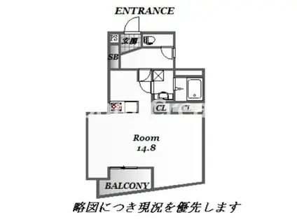 フローラ(ワンルーム/1階)の間取り写真