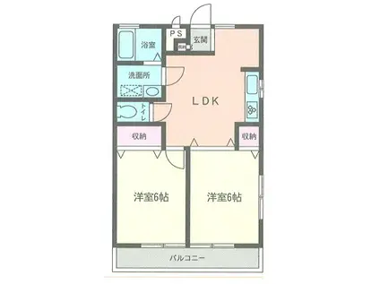 ベルハウス本郷台(2DK/2階)の間取り写真