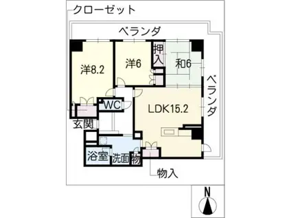 岐阜シティタワー43(3LDK/34階)の間取り写真