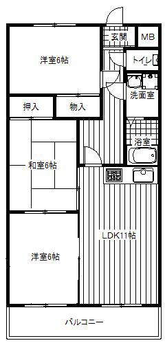 イーストプレイン(3LDK/3階)の間取り写真