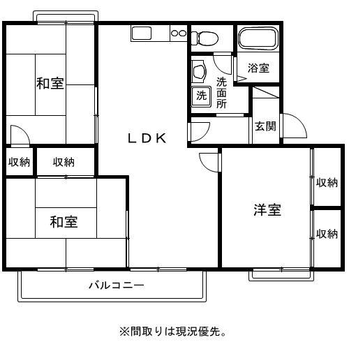 セジュール川添B(3LDK/2階)の間取り写真