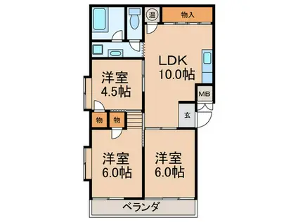ATTAIN TAKATSUKI ISIDU A棟(3LDK/2階)の間取り写真