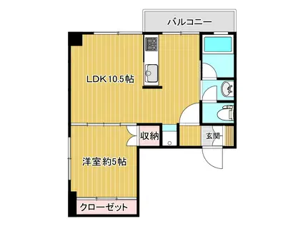 サンシャイン新飯田屋(1LDK/4階)の間取り写真