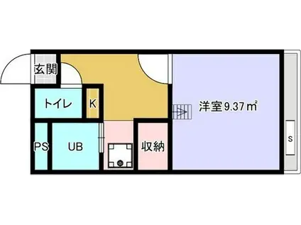 名鉄小牧線 上飯田駅 徒歩15分 2階建 築22年(1K/1階)の間取り写真