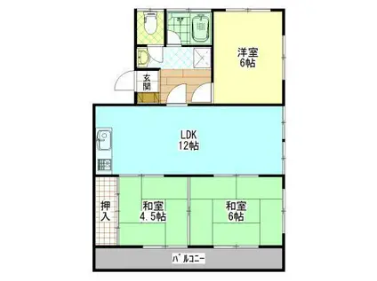 中島マンション(3LDK/3階)の間取り写真