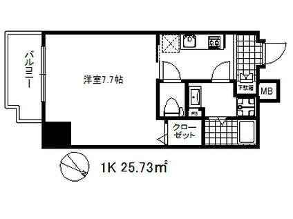 レジデンス神戸レガーロ(1K/7階)の間取り写真