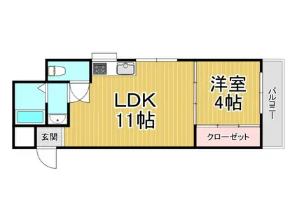 武庫之荘コーポラス(1LDK/4階)の間取り写真
